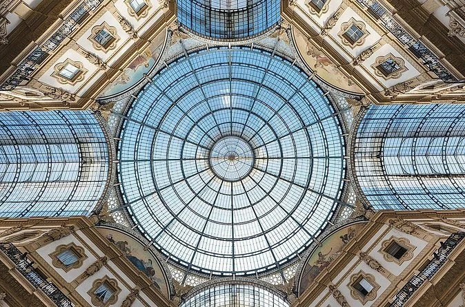 The glass dome of the Galleria Vittorio Emanuele II from below